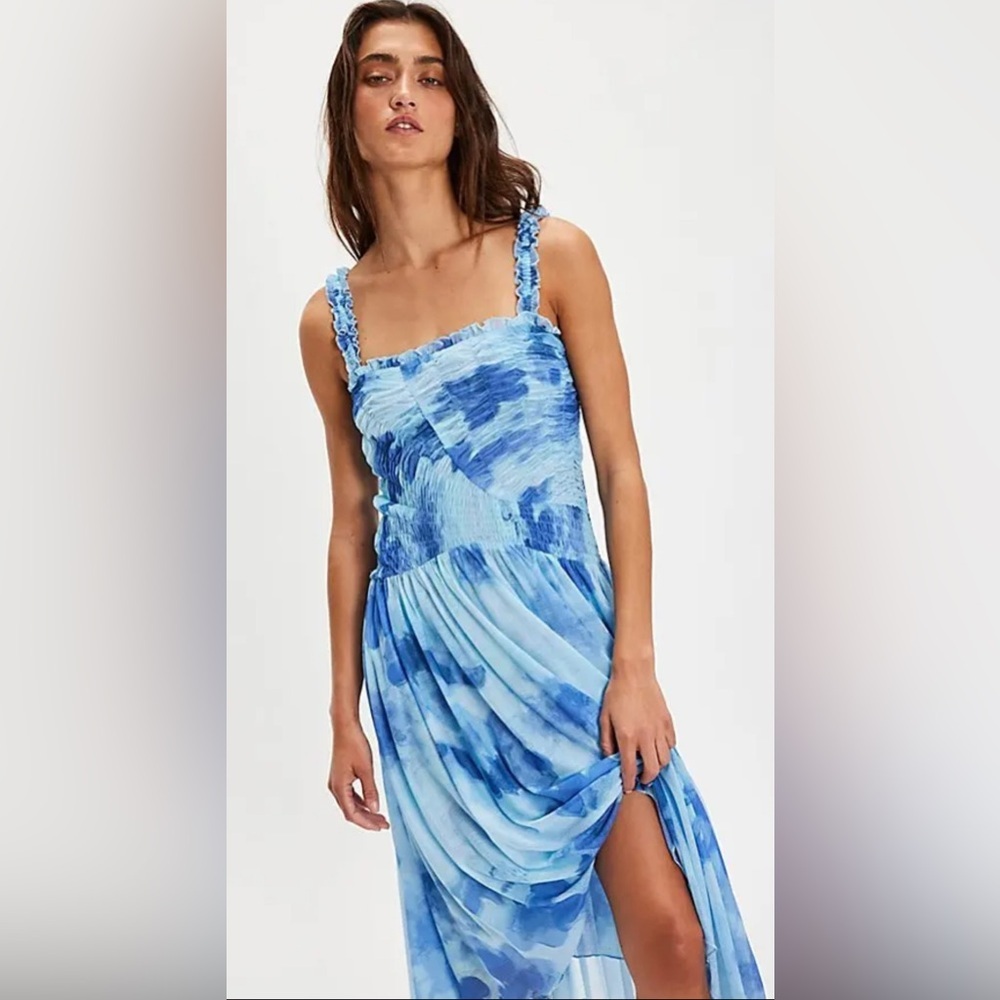 Free People Blue Tie-Dye Midi Dress